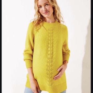 Yellow Maternity Pointelle Tunic Sweater